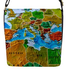 World Map Flap Closure Messenger Bag (s)