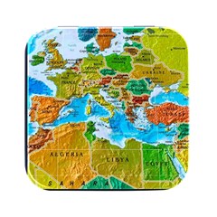 World Map Square Metal Box (black)