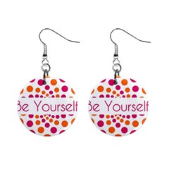 Be Yourself Pink Orange Dots Circular Mini Button Earrings by Ket1n9