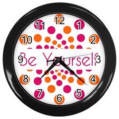 Be Yourself Pink Orange Dots Circular Wall Clock (black) by Ket1n9