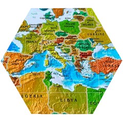 World Map Wooden Puzzle Hexagon