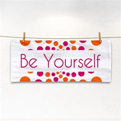 Be Yourself Pink Orange Dots Circular Hand Towel by Ket1n9