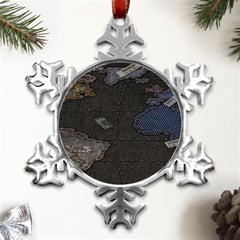 World Map Metal Small Snowflake Ornament by Ket1n9