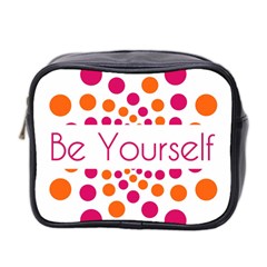 Be Yourself Pink Orange Dots Circular Mini Toiletries Bag (two Sides) by Ket1n9