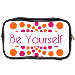 Be Yourself Pink Orange Dots Circular Toiletries Bag (one Side) by Ket1n9