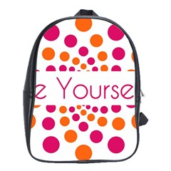 Be Yourself Pink Orange Dots Circular School Bag (xl) by Ket1n9