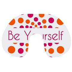 Be Yourself Pink Orange Dots Circular Travel Neck Pillow by Ket1n9