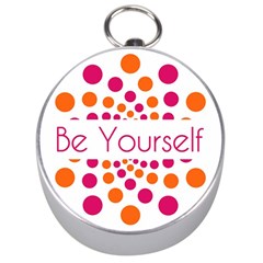 Be Yourself Pink Orange Dots Circular Silver Compasses by Ket1n9