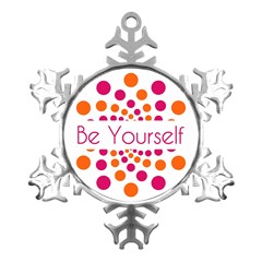 Be Yourself Pink Orange Dots Circular Metal Small Snowflake Ornament by Ket1n9