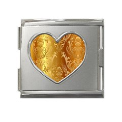 Golden Pattern Vintage Gradient Vector Mega Link Heart Italian Charm (18mm) by Ket1n9