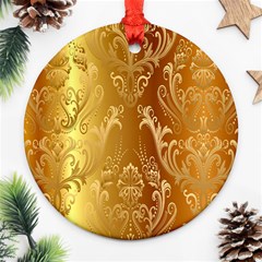 Golden Pattern Vintage Gradient Vector Round Ornament (two Sides) by Ket1n9