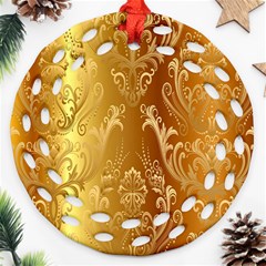 Golden Pattern Vintage Gradient Vector Ornament (round Filigree) by Ket1n9