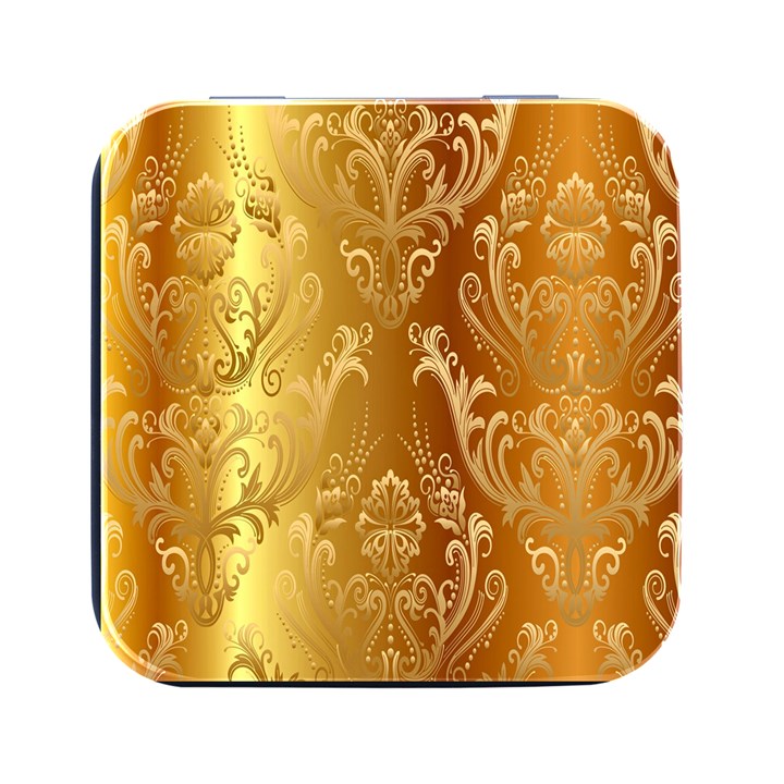 Golden Pattern Vintage Gradient Vector Square Metal Box (Black)