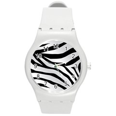 White Tiger Skin Round Plastic Sport Watch (m) by Ket1n9