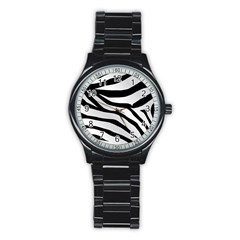 White Tiger Skin Stainless Steel Round Watch by Ket1n9