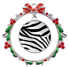 White Tiger Skin Metal X mas Wreath Ribbon Ornament by Ket1n9