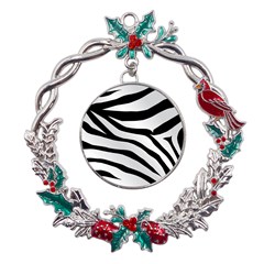 White Tiger Skin Metal X mas Wreath Holly Leaf Ornament by Ket1n9