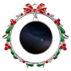 Cosmos-dark-hd-wallpaper-milky-way Metal X mas Wreath Ribbon Ornament by Ket1n9