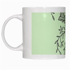 Illustration Of Butterflies And Flowers Ornament On Green Background White Mug by Ket1n9