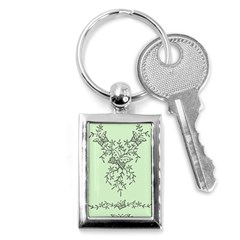 Illustration Of Butterflies And Flowers Ornament On Green Background Key Chain (rectangle) by Ket1n9