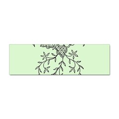 Illustration Of Butterflies And Flowers Ornament On Green Background Sticker (bumper) by Ket1n9