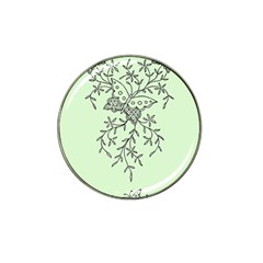 Illustration Of Butterflies And Flowers Ornament On Green Background Hat Clip Ball Marker by Ket1n9