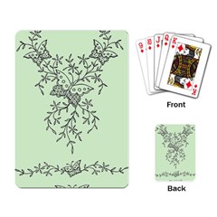 Illustration Of Butterflies And Flowers Ornament On Green Background Playing Cards Single Design (rectangle) by Ket1n9