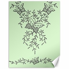 Illustration Of Butterflies And Flowers Ornament On Green Background Canvas 12  X 16  by Ket1n9