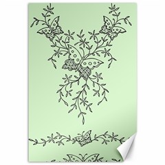 Illustration Of Butterflies And Flowers Ornament On Green Background Canvas 12  X 18  by Ket1n9