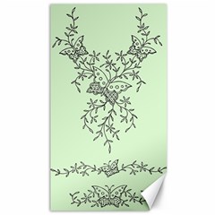 Illustration Of Butterflies And Flowers Ornament On Green Background Canvas 40  X 72  by Ket1n9