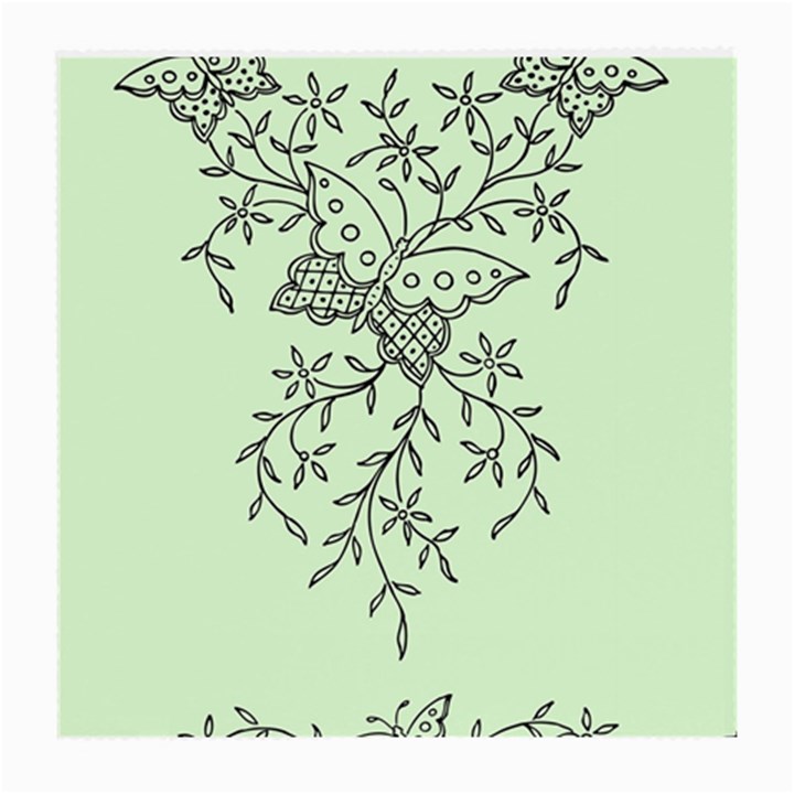 Illustration Of Butterflies And Flowers Ornament On Green Background Medium Glasses Cloth (2 Sides)