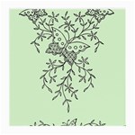 Illustration Of Butterflies And Flowers Ornament On Green Background Medium Glasses Cloth (2 Sides) Back