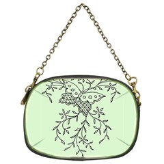 Illustration Of Butterflies And Flowers Ornament On Green Background Chain Purse (one Side) by Ket1n9