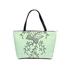 Illustration Of Butterflies And Flowers Ornament On Green Background Classic Shoulder Handbag by Ket1n9