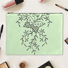 Illustration Of Butterflies And Flowers Ornament On Green Background Cosmetic Bag (xl) by Ket1n9