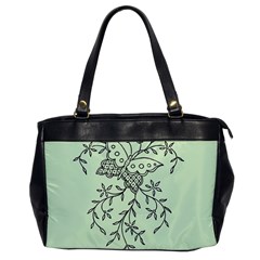 Illustration Of Butterflies And Flowers Ornament On Green Background Oversize Office Handbag by Ket1n9