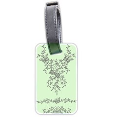 Illustration Of Butterflies And Flowers Ornament On Green Background Luggage Tag (two Sides) by Ket1n9