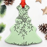 Illustration Of Butterflies And Flowers Ornament On Green Background Christmas Tree Ornament (Two Sides) Front