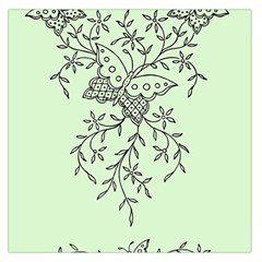 Illustration Of Butterflies And Flowers Ornament On Green Background Square Satin Scarf (36  X 36 ) by Ket1n9