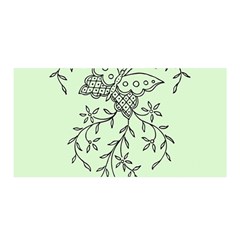 Illustration Of Butterflies And Flowers Ornament On Green Background Satin Wrap 35  X 70  by Ket1n9