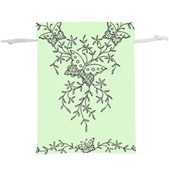 Illustration Of Butterflies And Flowers Ornament On Green Background Lightweight Drawstring Pouch (xl) by Ket1n9