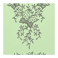 Illustration Of Butterflies And Flowers Ornament On Green Background Banner And Sign 3  X 3  by Ket1n9