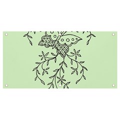 Illustration Of Butterflies And Flowers Ornament On Green Background Banner And Sign 4  X 2  by Ket1n9