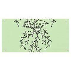 Illustration Of Butterflies And Flowers Ornament On Green Background Banner And Sign 6  X 3  by Ket1n9