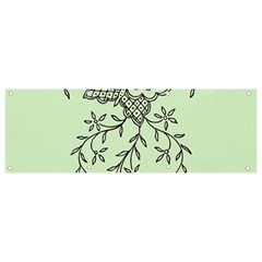 Illustration Of Butterflies And Flowers Ornament On Green Background Banner And Sign 9  X 3  by Ket1n9