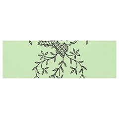 Illustration Of Butterflies And Flowers Ornament On Green Background Banner And Sign 12  X 4  by Ket1n9