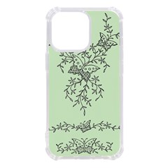 Illustration Of Butterflies And Flowers Ornament On Green Background Iphone 13 Pro Tpu Uv Print Case by Ket1n9