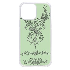 Illustration Of Butterflies And Flowers Ornament On Green Background Iphone 13 Pro Max Tpu Uv Print Case by Ket1n9