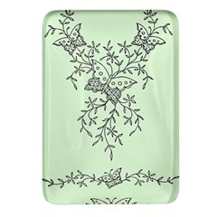 Illustration Of Butterflies And Flowers Ornament On Green Background Rectangular Glass Fridge Magnet (4 Pack) by Ket1n9