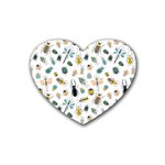 Insect Animal Pattern Rubber Heart Coaster (4 pack) Front